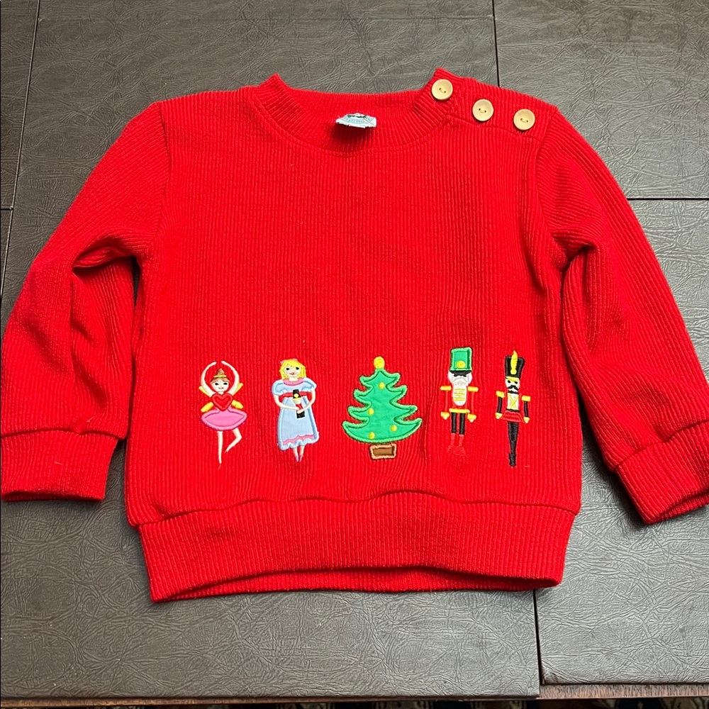 Red Sweater with Festive Nutcracker Embroidery